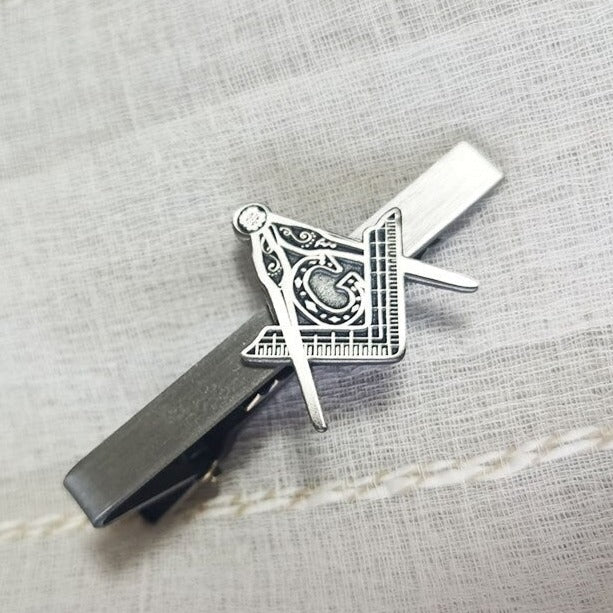 Fellowcraft Blue Lodge Tie Clip - Antique Silver - Bricks Masons