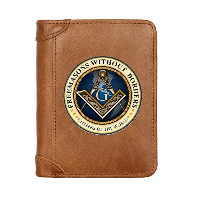 Master Mason Blue Lodge Wallet - Genuine Leather (Dark/Brown/Coffee) - Bricks Masons