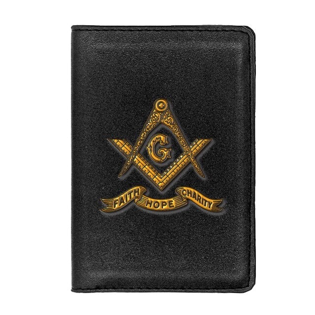Master Mason Blue Lodge Wallet - Credit Card Holder (Black/Brown) - Bricks Masons