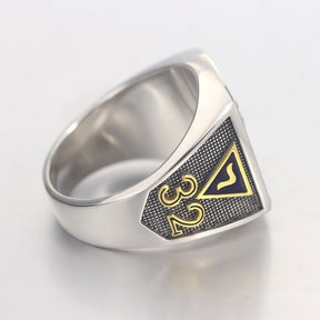 14th Degree & 32nd Degree Scottish Rite / Widows Sons Ring - 925 Sterling Silver - Bricks Masons