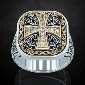 Knights Templar Commandery Ring - Medieval Crusader Cross - Bricks Masons
