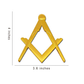 Master Mason Blue Lodge Car Emblem - Square and Compass Medallion - Bricks Masons