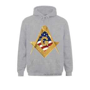 Master Mason Blue Lodge Hoodie - American USA Flag Square & Compass - Bricks Masons