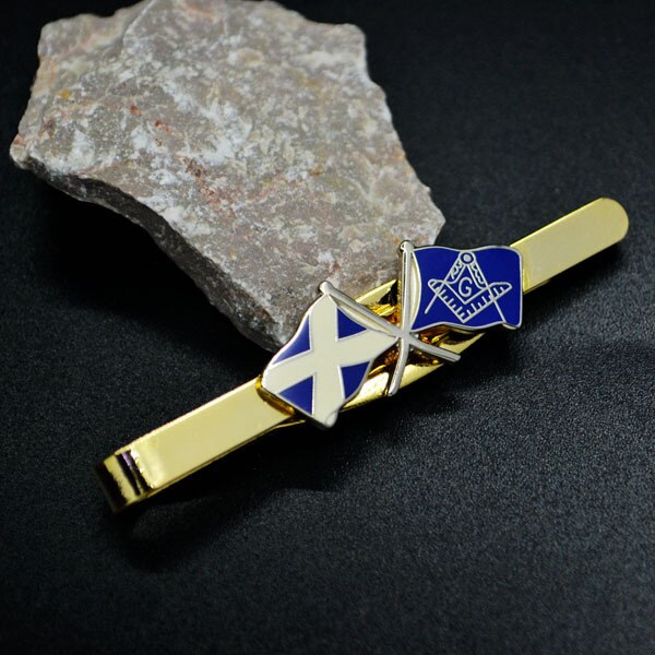 Master Mason Blue Lodge Tie Bar - Scotland Flag Square and Compass G - Bricks Masons