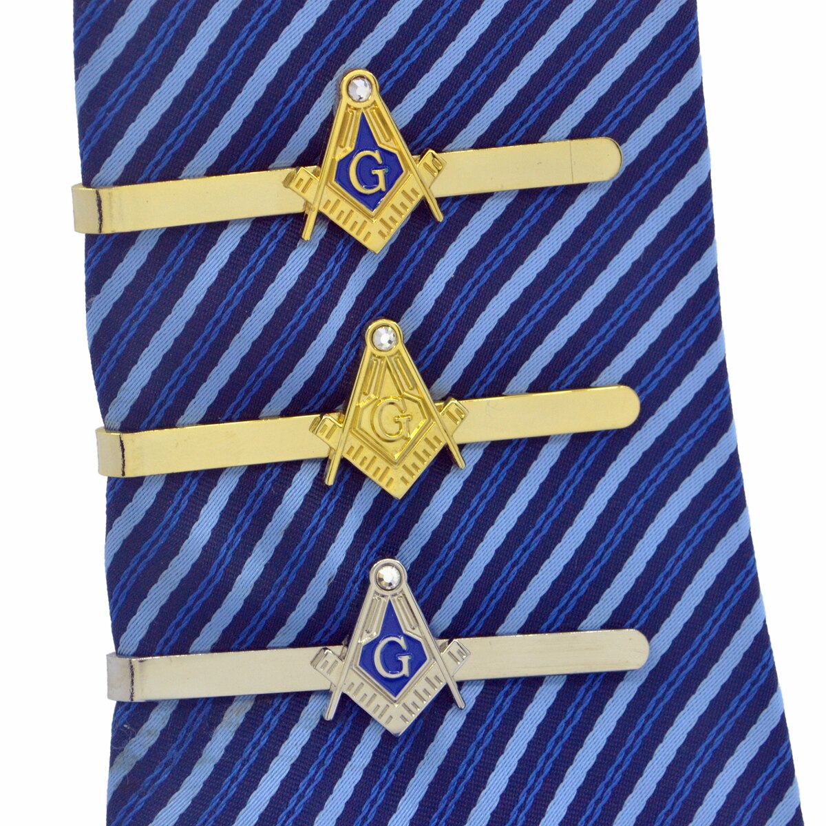 Master Mason Blue Lodge Tie Bar - Golden Square and Compass G - Bricks Masons