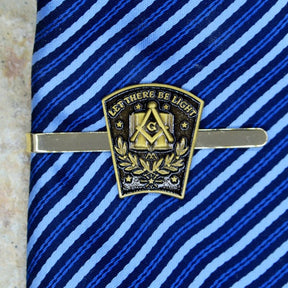 Master Mason Blue Lodge Tie Clip - Antique Bronze LET THERE BE LIGHT - Bricks Masons