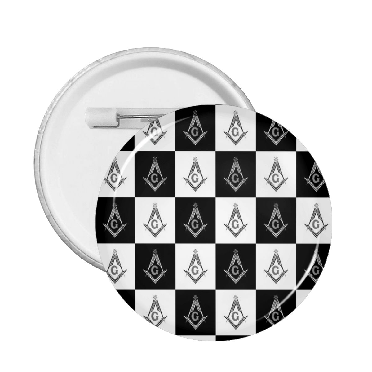 Master Mason Blue Lodge Brooch - Square and Compass G Checkered - Bricks Masons