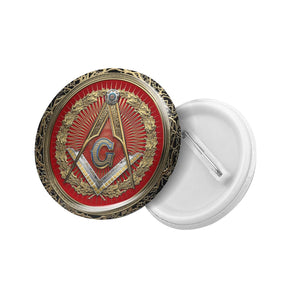 Master Mason Blue Lodge Brooch - Square and Compass with G - Bricks Masons