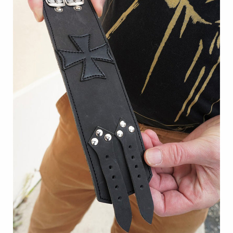 Knights Templar Commandery Bracelet - Medieval Armor Cuffs Leather (Black & Brown) - Bricks Masons
