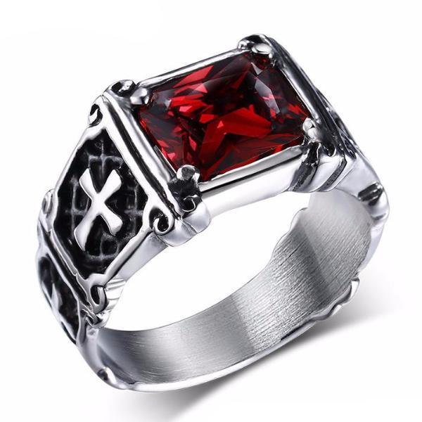 Knights Templar Commandery Ring - Red & Black - Bricks Masons