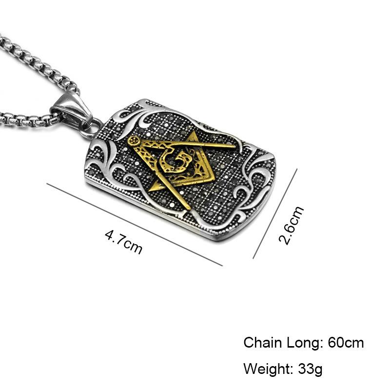 Master Mason Blue Lodge Necklace - Tag Motif [Gold & Silver] - Bricks Masons
