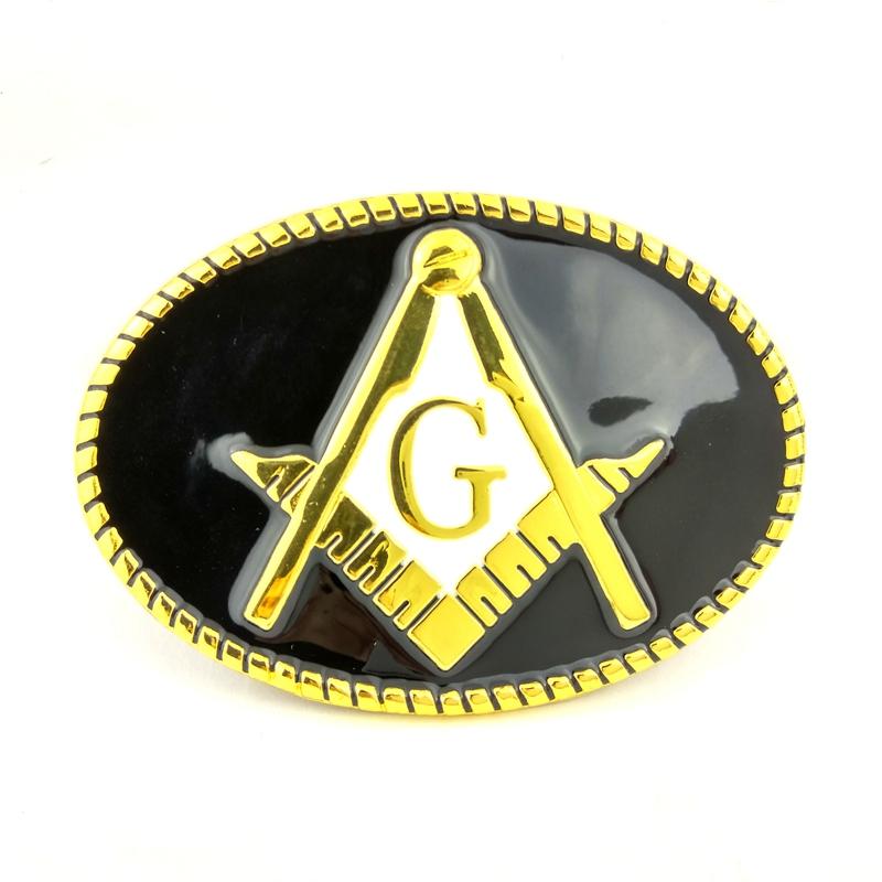 Master Mason Blue Lodge Belt - Golden Square & Compass G - Bricks Masons