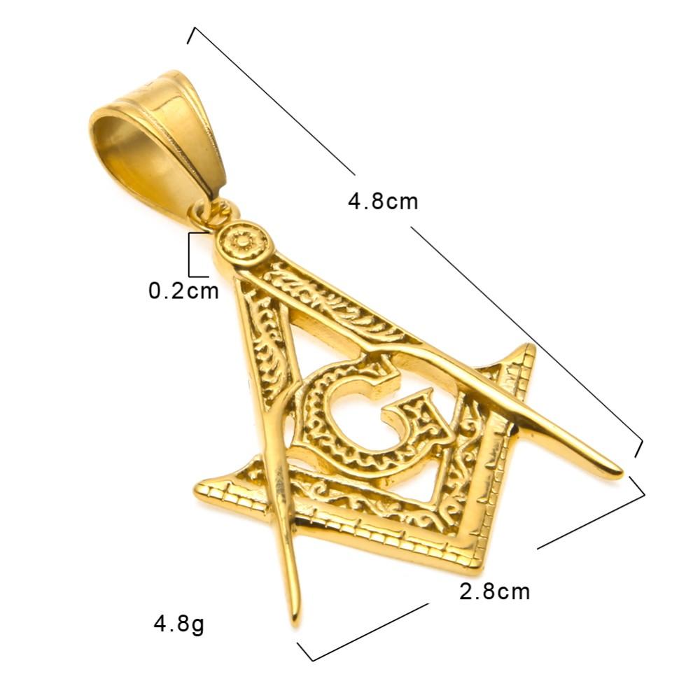 Master Mason Blue Lodge Necklace - Compass & Square G [Gold] - Bricks Masons