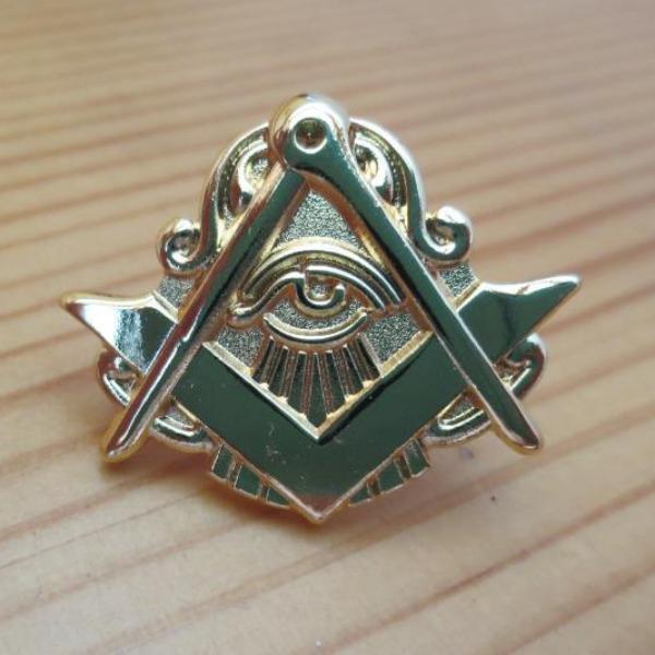 Master Mason Blue Lodge Lapel Pin - Compass And Square Eye - Bricks Masons