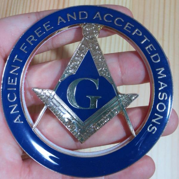 Master Mason Blue Lodge Car Emblem - ANCIENT FREE AND ACCEPTED MASONS Medallion - Bricks Masons