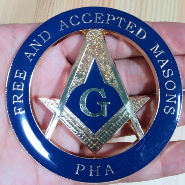 Master Mason Blue Lodge Car Emblem - FREE AND ACCEPTED MASON PHA Emblem Medallion - Bricks Masons