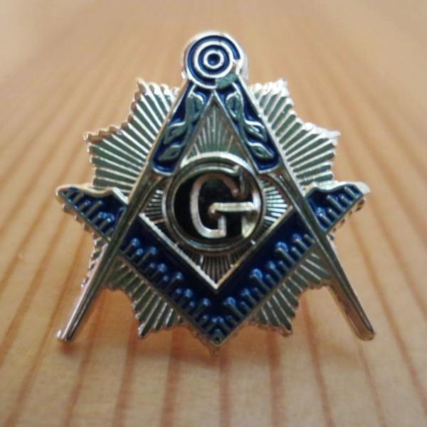Master Mason Blue Lodge Lapel Pin - Blue Compass And Square G - Bricks Masons
