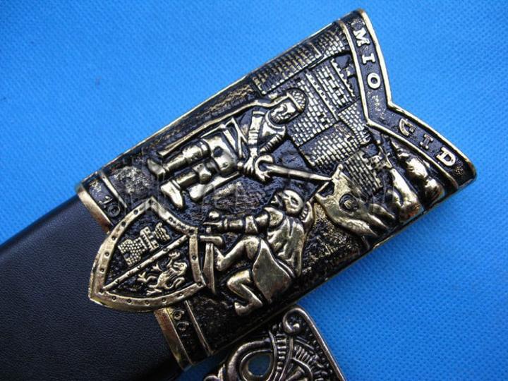 Mio Cid Anointed Knights Templar Golden Sword Scabbard Totem Engraving 49" - Bricks Masons