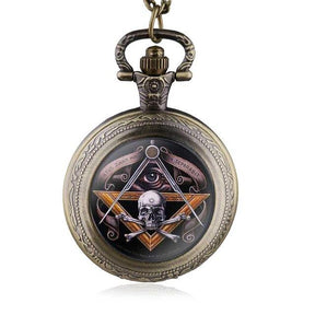Eye Of Providence Pocket Watch - AllSeeing Eye Skull & Bones Watch [Multiple Colors] - Bricks Masons