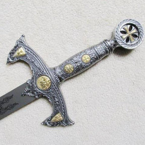 12th Century Espada Knights Templar Sword W/ Plaque 48" - Bricks Masons