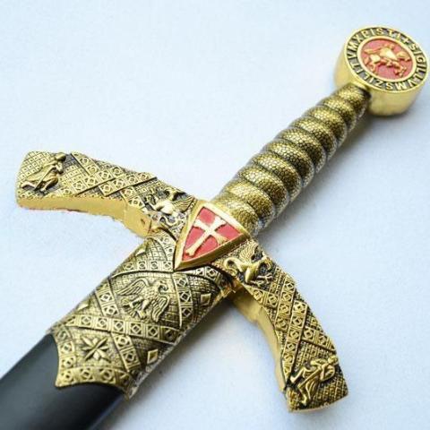 Knight Templar Cross Sword W/ Wall Mount & Scabbard 42.7" - Bricks Masons