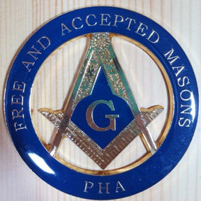 Master Mason Blue Lodge Car Emblem - FREE AND ACCEPTED MASON PHA Emblem Medallion - Bricks Masons