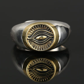 Eye Of Providence Ring - Classic Golden Eye Resizable 925 Sterling Silver - Bricks Masons