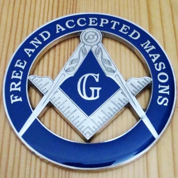 Master Mason Blue Lodge Car Emblem - FREE AND ACCEPTED MASONS Medallion - Bricks Masons