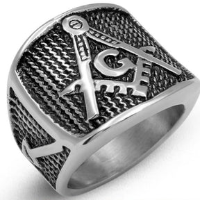 Knights Templar Commandery Ring - Stainless Steel Silver - Bricks Masons