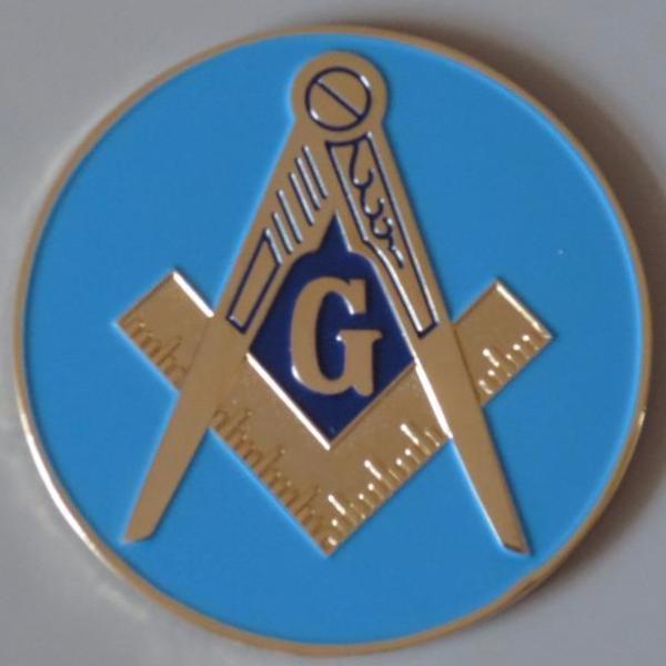 Master Mason Blue Lodge Car Emblem - Aluminum Square & Compass Medallion - Bricks Masons