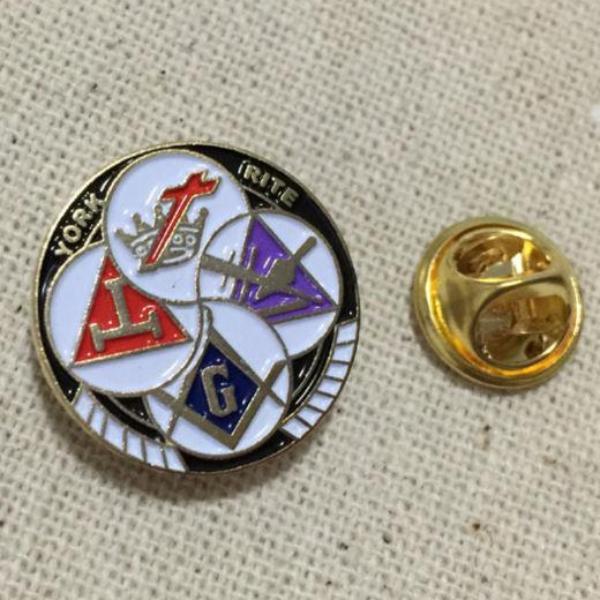 Knights Templar YORK RITE Round Freemason Lapel Pin - Bricks Masons