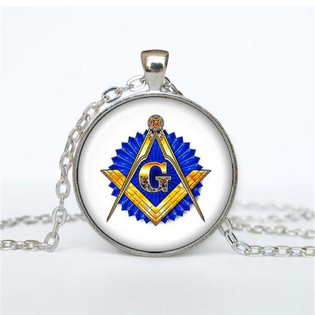 Master Mason Blue Lodge Necklace - Blue Emblem Square and Compass G - Bricks Masons