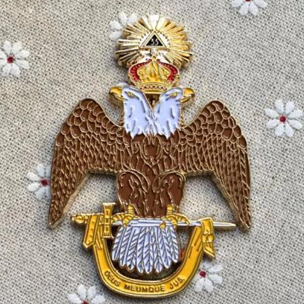 33rd Degree Scottish Rite Car Emblem - DEUS MAUMQUE JUS Medallion - Bricks Masons