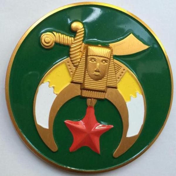 Shriners Car Emblem - Crescent Moon Green Medallion - Bricks Masons