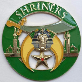 Shriners Car Emblem - Minarets Green Medallion - Bricks Masons