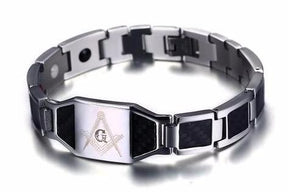 Master Mason Blue Lodge Bracelet - Silver Magnetic Stainless Steel - Bricks Masons