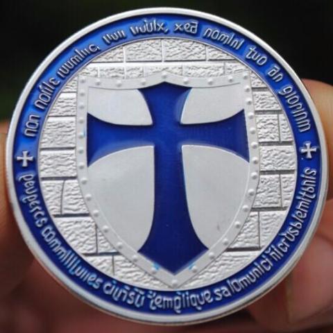 Knights Templar Commandery Coin - Wide Cross Shield Navy Blue - Bricks Masons