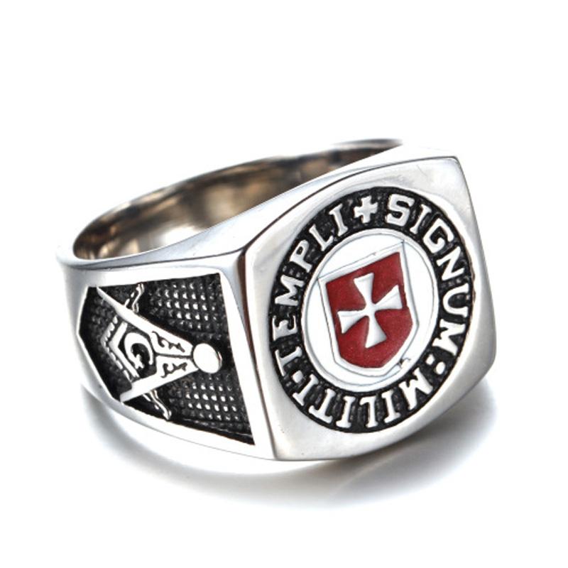 Knights Templar Commandery Ring - Stainless Steel Cross | Bricks Masons