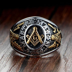 Master Mason Blue Lodge Ring - Gold Color - Bricks Masons