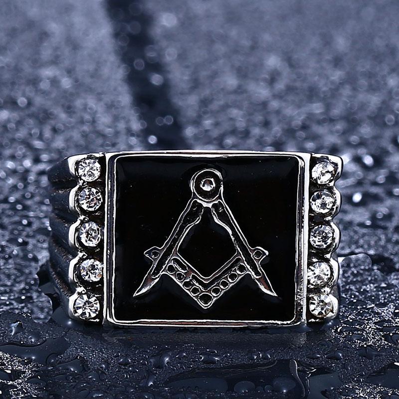 Master Mason Blue Lodge Ring - Silver Cubic Zirconia - Bricks Masons