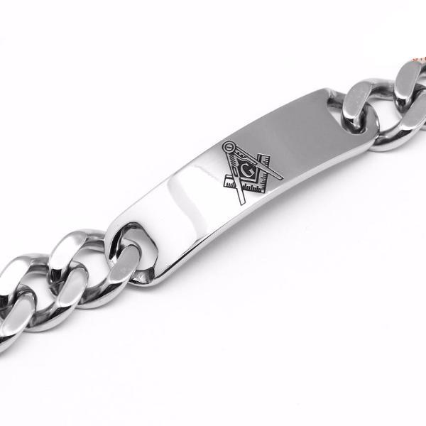 Master Mason Blue Lodge Bracelet - Silver Stainless Steel - Bricks Masons