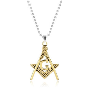 Master Mason Blue Lodge Necklace - Compass and Square [Gold & Silver] - Bricks Masons