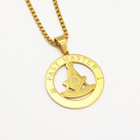 Past Master Blue Lodge Necklace - Gold Stainless Steel - Bricks Masons