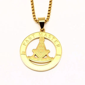 Past Master Blue Lodge Necklace - Gold Stainless Steel - Bricks Masons
