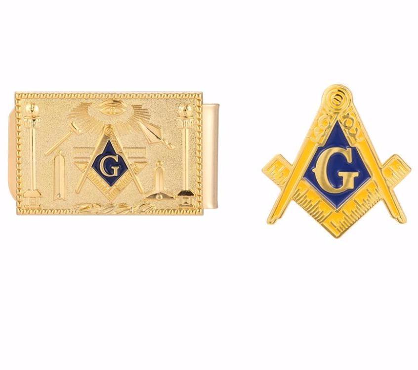 Master Mason Blue Lodge Money Clip - Gold and blue - Bricks Masons