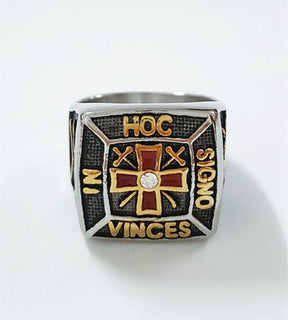In Hoc Signo Vinces Masonic Knights Templar Ring - Bricks Masons