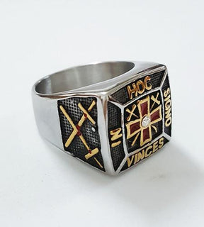 In Hoc Signo Vinces Masonic Knights Templar Ring - Bricks Masons