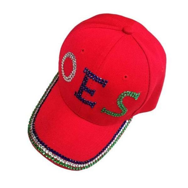 Order of Eastern Star Baseball Cap OES Denim Cap Hat [Denim & Red] - Bricks Masons