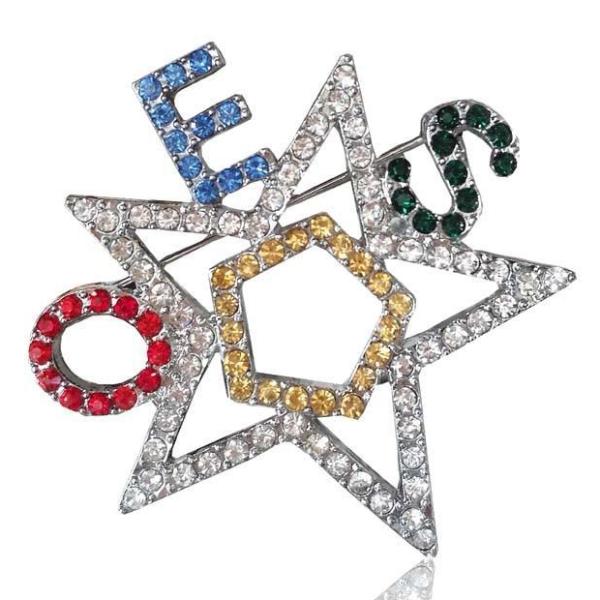 OES Order of The Eastern Star Brooch Crystal - Bricks Masons