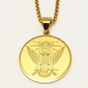 32nd Degree Scottish Rite Necklace - Gold Color - Bricks Masons